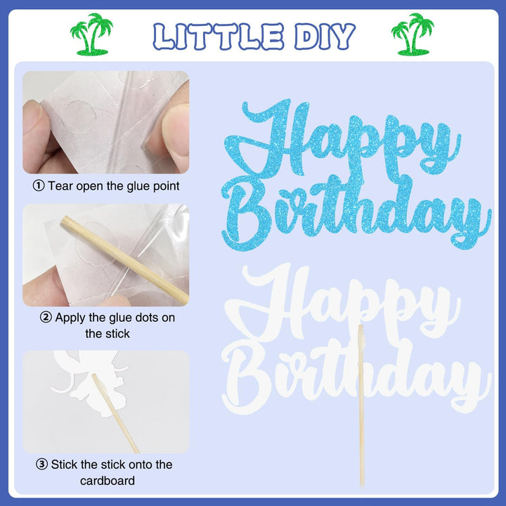 10Pcs Glitter Cartoon Birthday Decorations Cake Toppers, Cute Cartoon Birthday Party Cake Decorations for Boys Girls Birthday Party Baby Shower Party