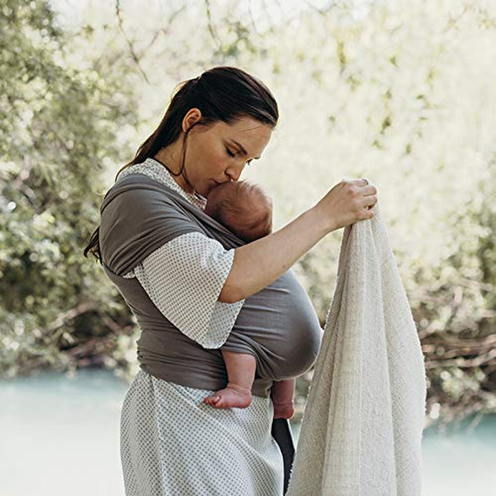 Baby Wrap Carrier – Original Baby Sling Carrier for Newborns (7–35 Lbs), Soft, Secure, Hands-Free & Ergonomic, Ideal for Comfortable Bonding, New Parents (Grey)