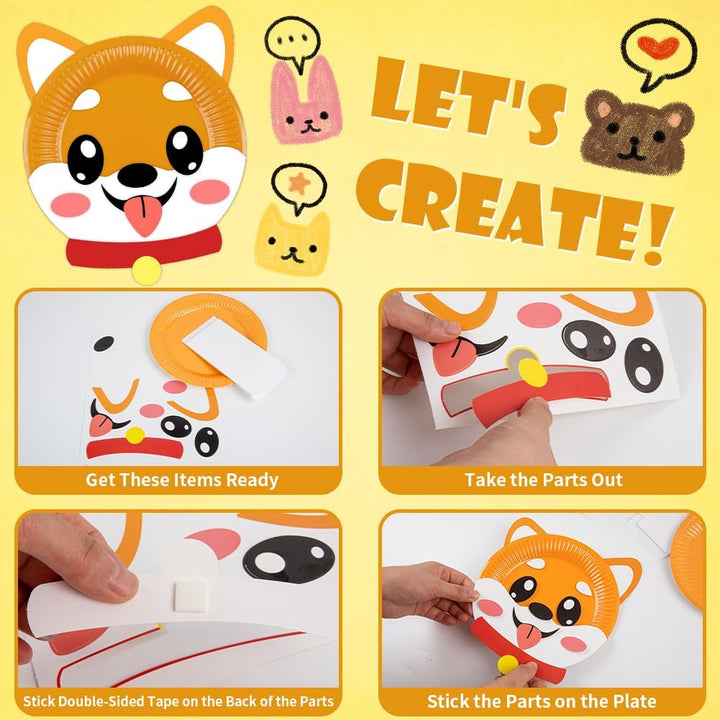 16 Pack Arts and Crafts for Kids, Toddler Crafts Animal Paper Plate Art Kit Gift for 3 4 5 6 Year Old Boys Girls DIY Kids for Birthday Party Favor Preschool Classroom Party Games