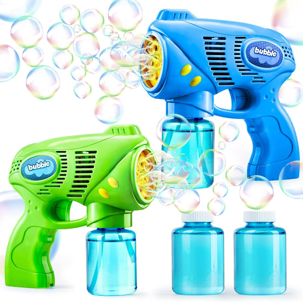 2 Kids Bubble Gun with 2 Bottles Refill Solution, Bubble Machine Gun for Toddlers 1-3 Kids 4-8, Party Favors, Summer Toy, Outdoors, Easter, Birthday Gift