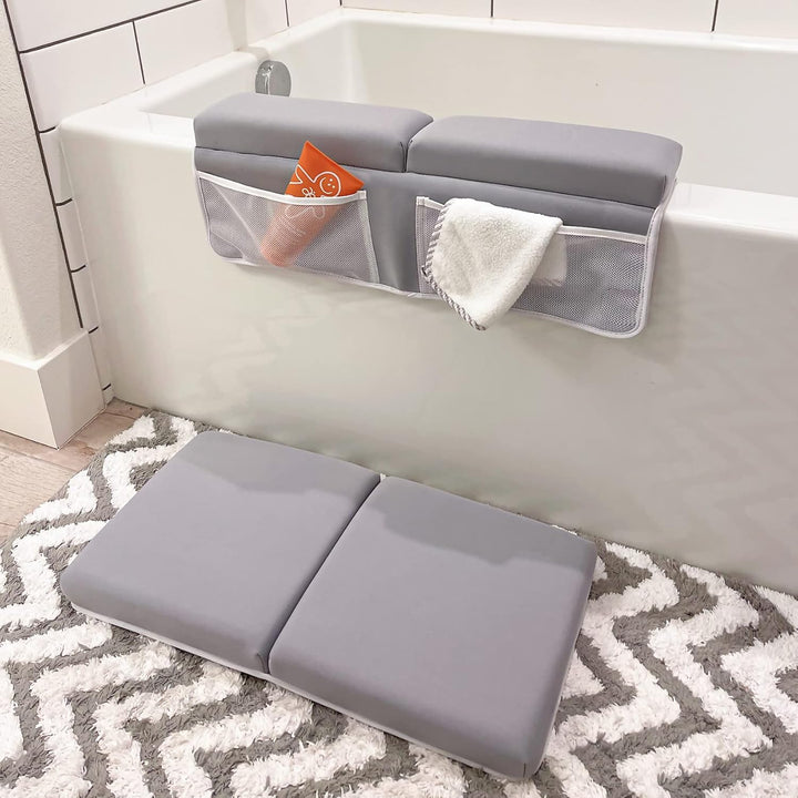 Bath Kneeler with Elbow Rest Pad Set, 1.5 Inch Kneeling Pad Mat for Bathtub - Gray