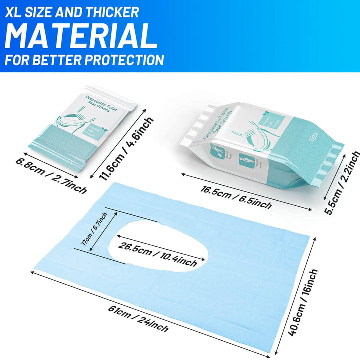 50 Pack Toilet Seat Covers Disposable - Waterproof 16X24 Inch Extra Large Individually Wrapped Toilet Seat Shields Travel Accessories for Adults Kids