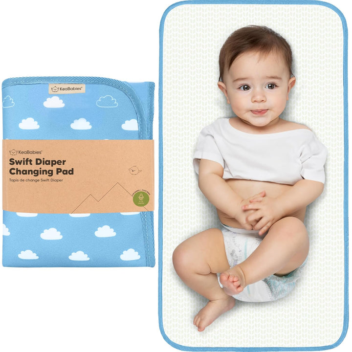 Portable Diaper Changing Pad, Easy Wipe Clean - Foldable Waterproof Baby Changing Mat for Diaper Bag, Compact, Lightweight, 25X13 Baby Changer Travel Essential, Machine Washable (Black Geo)