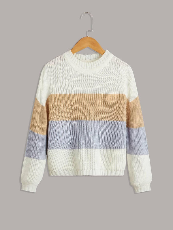 Girls Cut and Sew Sweater (Color : Multicolor, Size : 120)