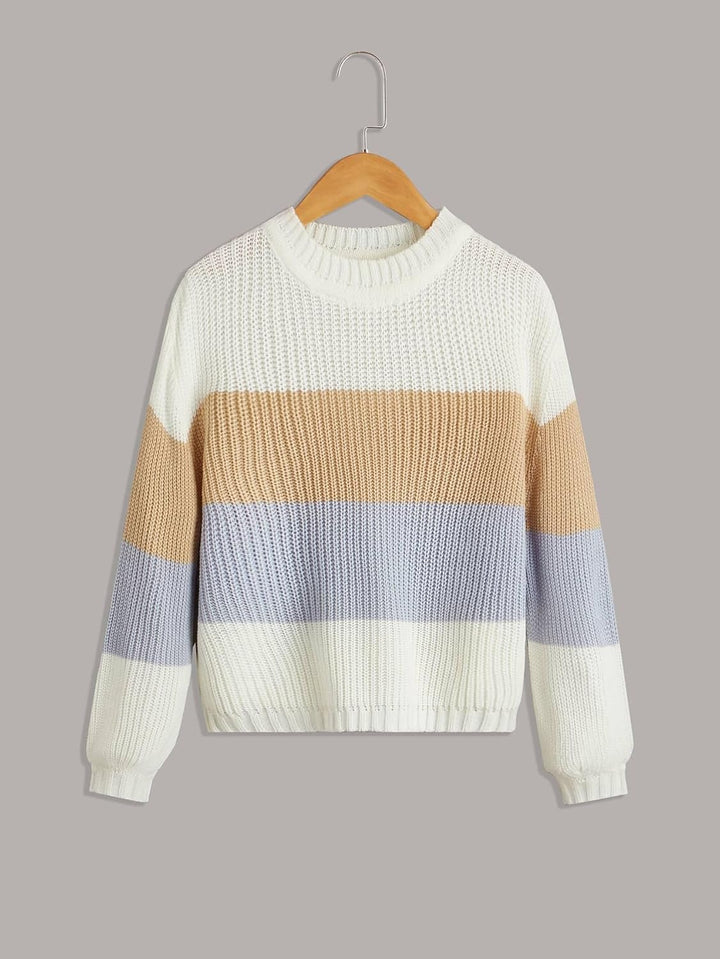 Girls Cut and Sew Sweater (Color : Multicolor, Size : 120)