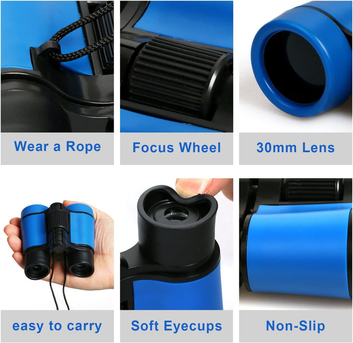 Kids Binoculars Shock Proof Toy Binoculars Set for Age 3-12 Years Old Boys Girls Bird Watching Educational Learning Hunting Hiking Birthday Presents