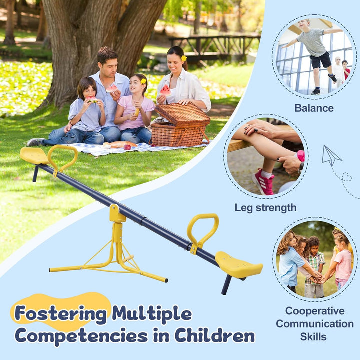 Seesaw for Kids Outdoor for Ages 2-10,68.5 Inch Teeter Totter Sit and Spin Outdoor Toys Swiveling 360 Degrees Rotating for Children Age 2 3 4 5 6 7 8 9 10 Courtyard Park Playground Balcony
