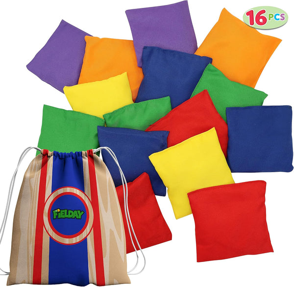 16 Cornhole Bean Bags for Tossing (4.7” X 4.7”), Durable Nylon All-Weather Game, Includes 15 Bean Bags and a Carry Bag, Cornhole Game Set, Party Supplies for Kids & Adults