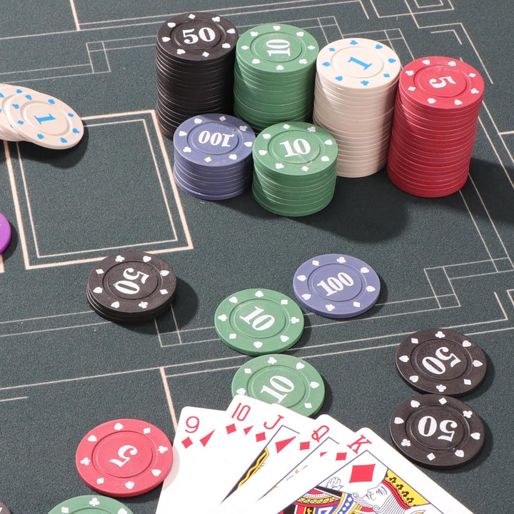 Denomination Plastic Poker Chips Set with 2 Decks,Bulk Playing Cards Chips Texas Hold’Em Blackjack 300 Pcs Numbers Casino Black Jack Lightweight Poker Chip for Travel,Gambling Card Games