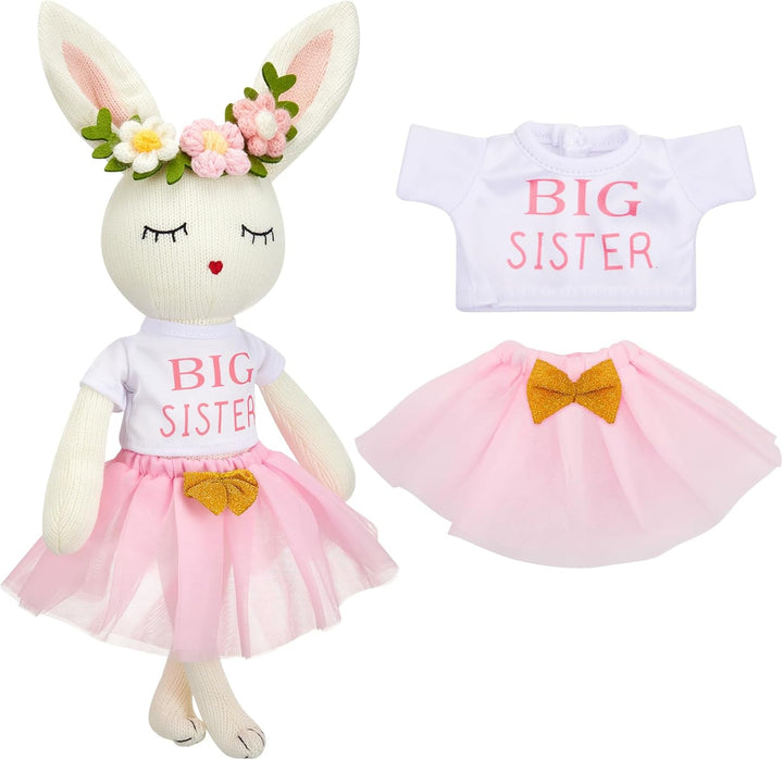 Big Sister Gift for Girls 17 Inches Unicorn Stuffed Plush Doll Short Sleeve Top and Pink Tutu Skirt Gifts for Girls Toddler