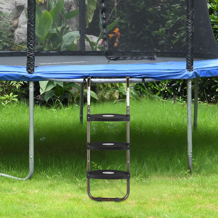 Trampoline Ladder, 3-Step Trampoline Steps with Horizontal Wide Steps, Skid-Proof Steps Universal Hook, UV Treated Steel, 220Lbs Capacity Trampoline Stairs Accessories for Kids/Children
