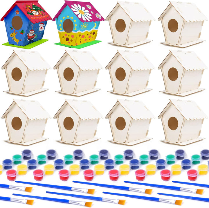 4 Pack Bird House Crafts for Kids Ages 5-8 8-12, Buildable DIY Birdhouse Kit for Children to Build, 3+ Summer Arts and Craft Projects with Paint, Boy Girl Gift Christmas