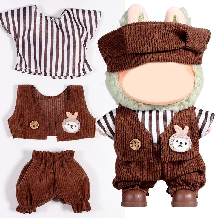 for Labubu Clothes/For Labubu Outfits,Clothes Set for 17Cm Lububu Doll,3 Piece Set Hat Clothing for LA BUBU, Boys and Girls Stylish Adorable Dolls Clothes Accessories (No Doll)_01