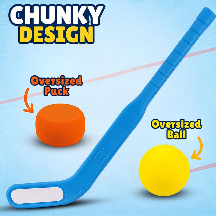 Kids Floor Hockey Stick Set - 29" Youth Indoor Outdoor Toys Sports Starter Set with Plastic Puck and Ball for Toddlers, Children Ages 3-7 (2 Pack)