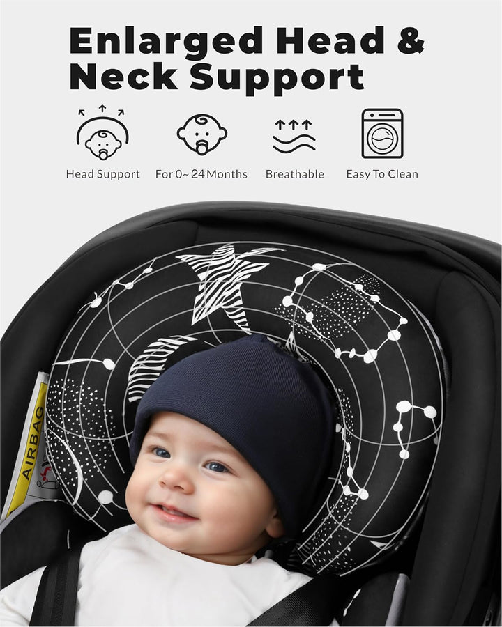 Infant Car Seat Insert with Extra Cushion for Preemie to Toddler, Reversible Newborn Carseat Insert Head Support, Fits for Stroller, Baby Swing, Rocker, Bassinets, Bouncer (Black Star)