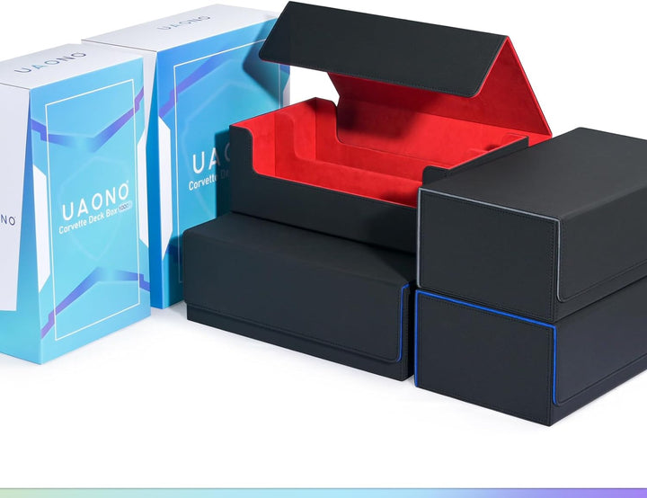 Card Storage Box for Trading Cards, 1800+ PU Leather Commander Card Deck Case, Magnetic Closure Card Holder Fits for Magic Game Cards (Black)