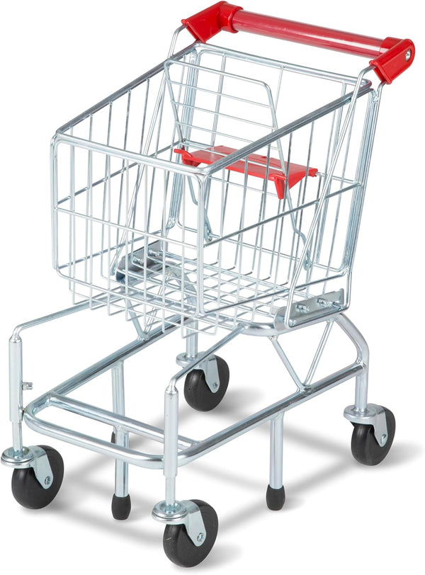 Toy Shopping Cart with Sturdy Metal Frame Toddler Shopping Cart, Pretend Grocery Supermarket, Pretend Play for Kids Ages 3+