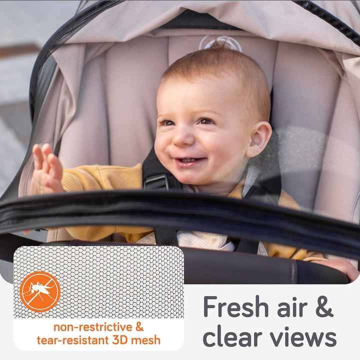 Baby Mosquito Net for Stroller - Universal Stroller Mosquito Net Cover, Breathable & Tear-Resistant 3D Mesh Insect Netting with Zip-Up Window (+ Travel Bag)