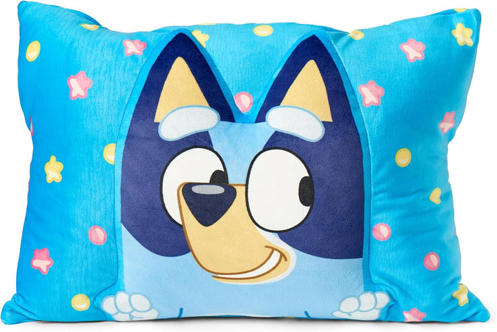Bluey Party Pups Silk Touch Throw Blanket 50 X 60 Inches with Bluey Plush Pocket Pillow 14 X 20 Inches - Comfy & Cozy Bluey Blanket & Pillow Set for Boys and Girls