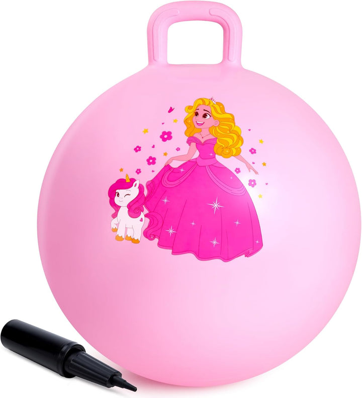 Hopper Ball, Hopping Toys for Kids, 18Inch Bouncy Ball with Handle for Boys Girls Aged 3-8, Inflatable Clouds Bounce Hopper Toy with Pump
