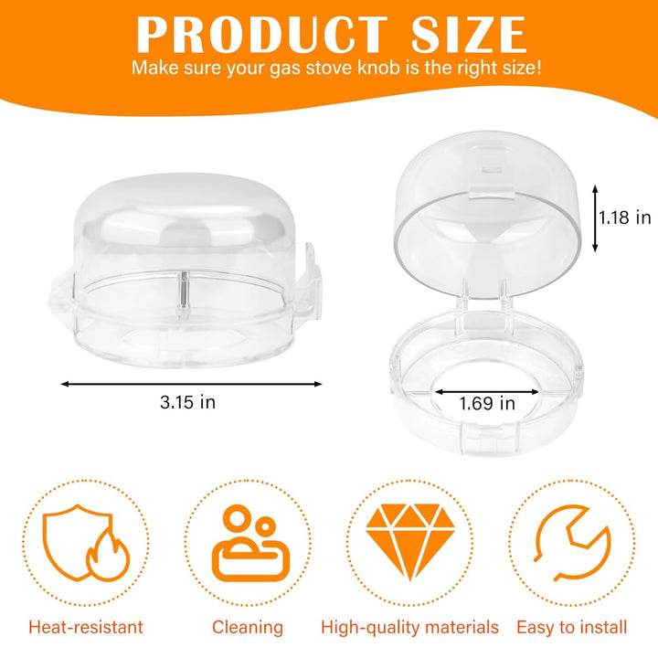 5-Pack Stove Knob Safety Covers,Upgraded Press Gas Stove Knob Locks,Durable Design Childproof Oven Knob Locks for Babies and Pets, Sticky and Easy to Install,Transparent