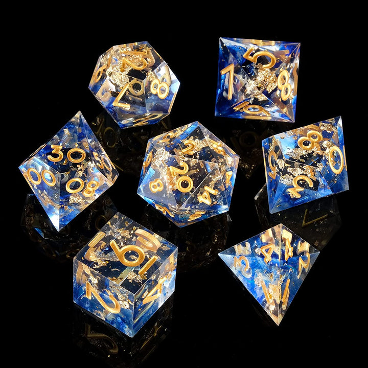 Sharp Edge DND Dice Set Handmade 7 Accessories Dice for Dungeons and Dragons TTRPG Games, Multi-Sided RPG Polyhedral Resin Sharp Edge Dice Roleplaying Games