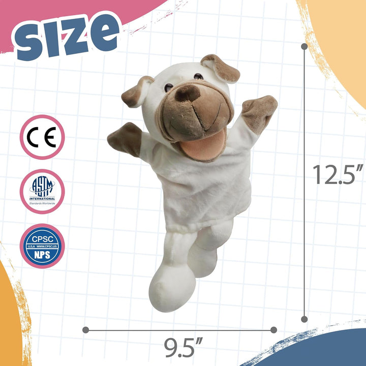 Puppy Hand Puppet Soft Animal Plush Toy with Movable Mouth Interactive Storytelling Cute Dog Toys Creativity and Imagination Christmas Birthday Gifts for Toddlers Kids,12.5''