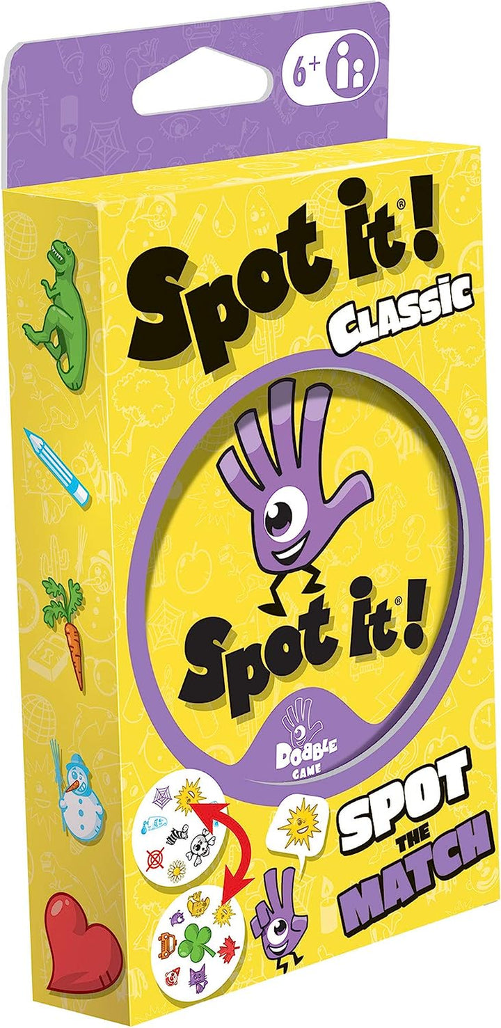 Spot It! Classic Card Game (2024 Refresh) - Eco-Blister Edition, 5-In-1 Visual Perception Game for Quick Reflexes and Family Fun, Ages 6+, 2-8 Players, 10 Minute Playtime