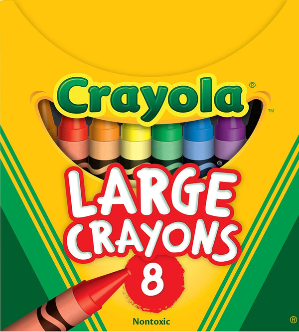 Large Crayons - Assorted (8 Count), Giant Crayons for Kids & Toddlers, Ages 2+