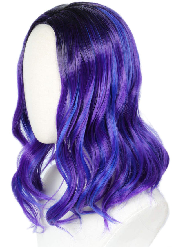 Kids Child Purple Dye Wig Halloween Costume Cosplay Wave Wig
