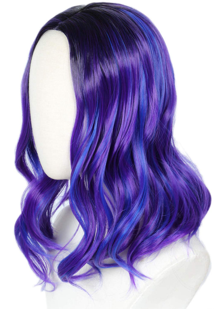 Kids Child Purple Dye Wig Halloween Costume Cosplay Wave Wig