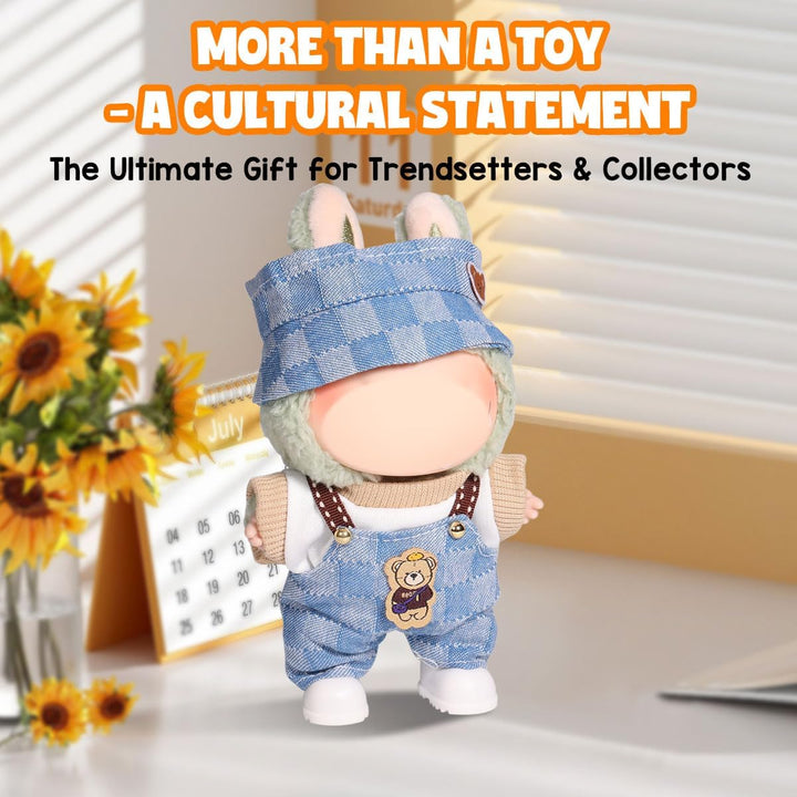 for Labubu Clothes/For Labubu Outfits,Clothes Set for 17Cm Lububu Doll,3 Piece Set Hat Clothing for LA BUBU, Boys and Girls Stylish Adorable Dolls Clothes Accessories (No Doll) (D_Style)