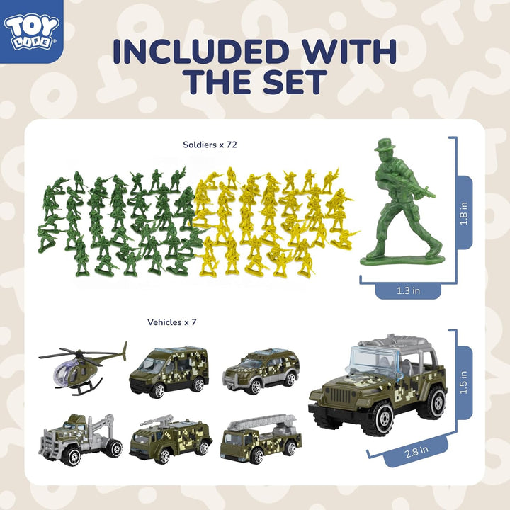 Army Men Action Figures Toys Plastic, Toy Soldiers for Boys with Helicopter, Green Military Playset