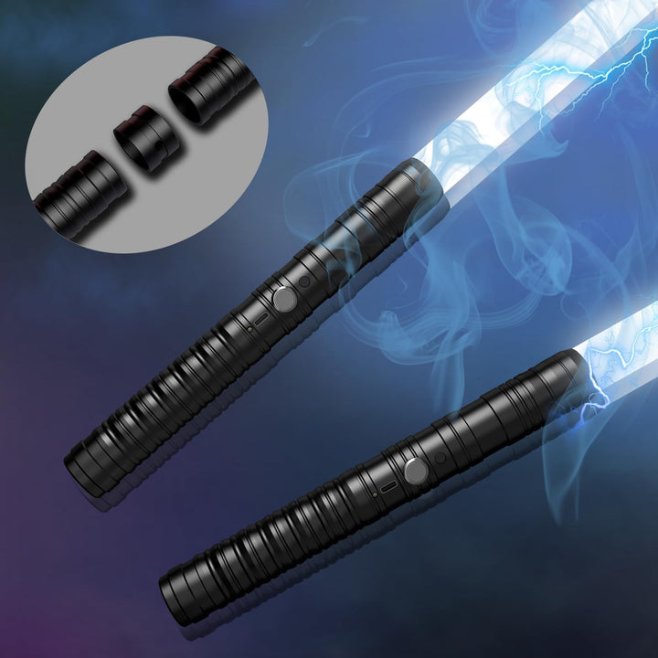 Lightsabers Metal Hilt Dueling Light Sabers RGB 16 Color, FX Sound, Doubled Blade, Rechargeable Sword for Adult Kids Birthday Thanksgiving Xmas Toys Gift Halloween Cosplay