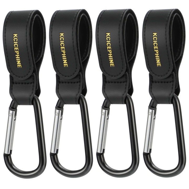 2 Pack Stroller Hooks, Stroller Straps for Diaper Bags,Adjustable Stroller Carabiner Clip,Baby Stroller Accessories for Nuna,Uppababy,Bob,Hook for Bike,Scooter,Wheelchair,Walker Accessories（Black）
