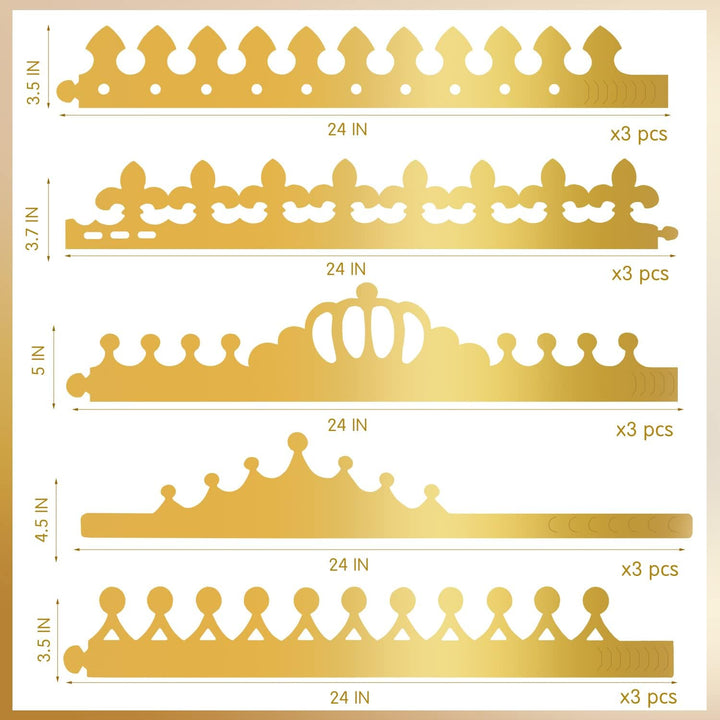 Gold Paper Crowns, Diy Birthday King Crowns Craft to Decorate, Paper Prince Princess Crown Hats for School Classroom