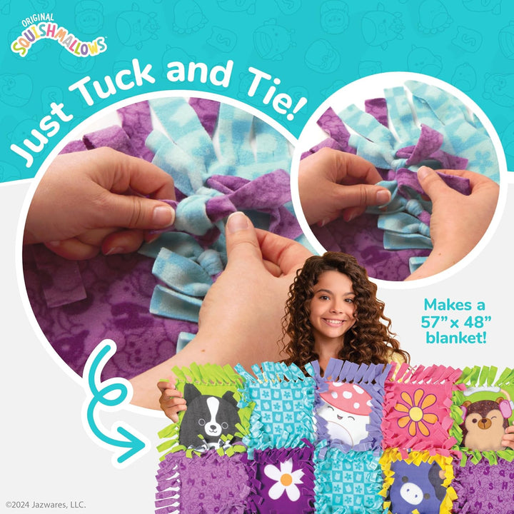 Squishmallows No-Sew Blanket Kit, Set Includes Assorted Polar Fleece Squares, Ideal Craft Activity for Girls & Boys