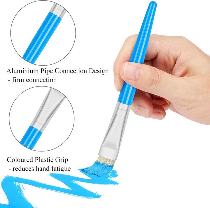 20 Pcs Paint Brushes for Kids, round and Flat Kids Paint Brushes, Easy Hold and Clean Toddler Paint Brushes, Bristle Craft Paint Brushes for Acrylic Oil Watercolor Washable Paint
