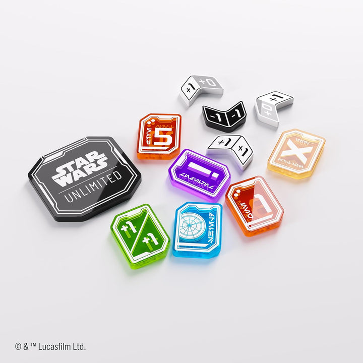 Star Wars: Unlimited Premium Tokens PRO - Enrich Gameplay with Acrylic Double-Sided Token Set, 55 Pieces Including Damage, Shield, and Modifier Counters