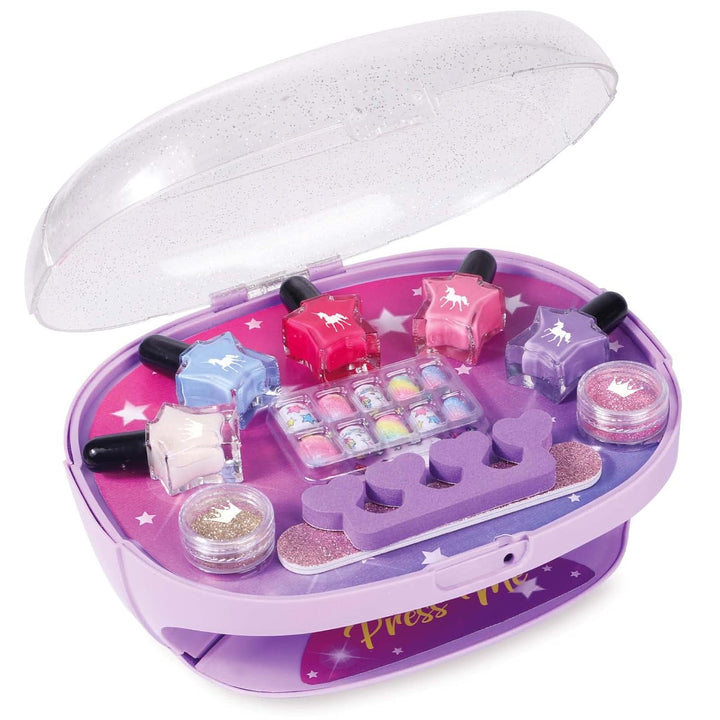 Kids Nail Polish Set for Girls, All-In-One Nail Art Kit - Dryer/ Glitter Powder/ False Nails/ Nail Decals/ Toe Separator/File, Age 3-12 Little Girl Gift Toys