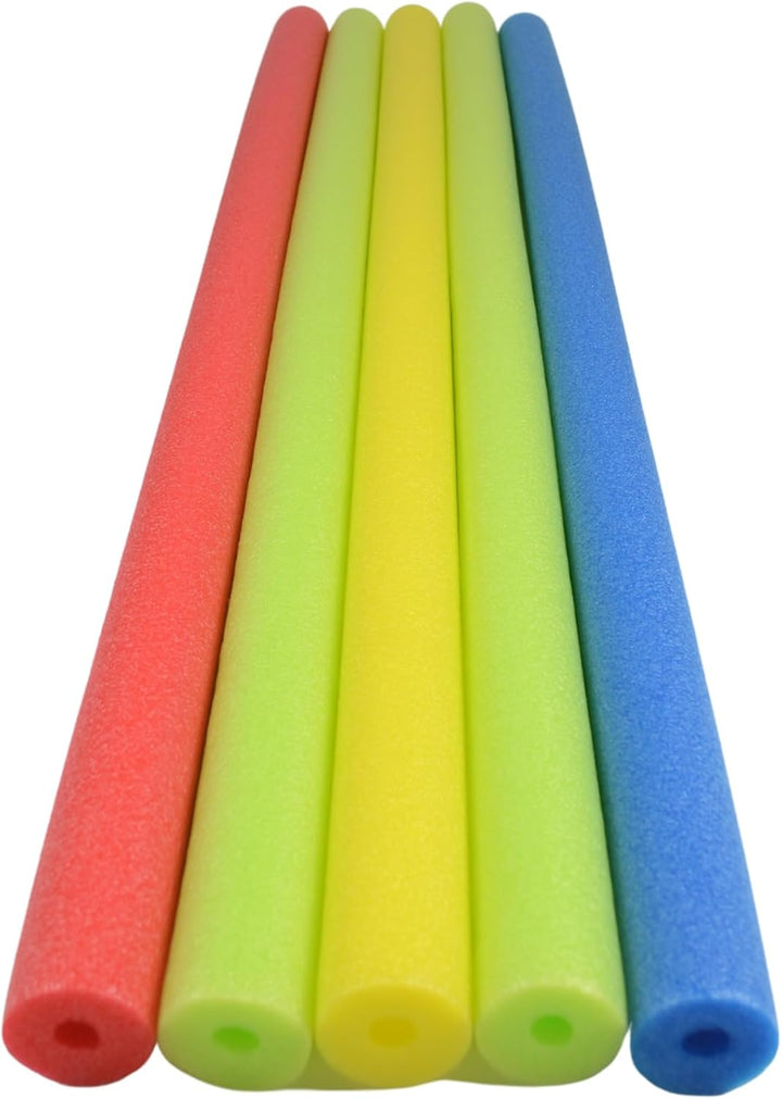 Pool Noodles,  5 Pack of 52 Inch Hollow Foam Swim Noodles, Bright Foam Noodles for Swimming, Floating and Craft Projects