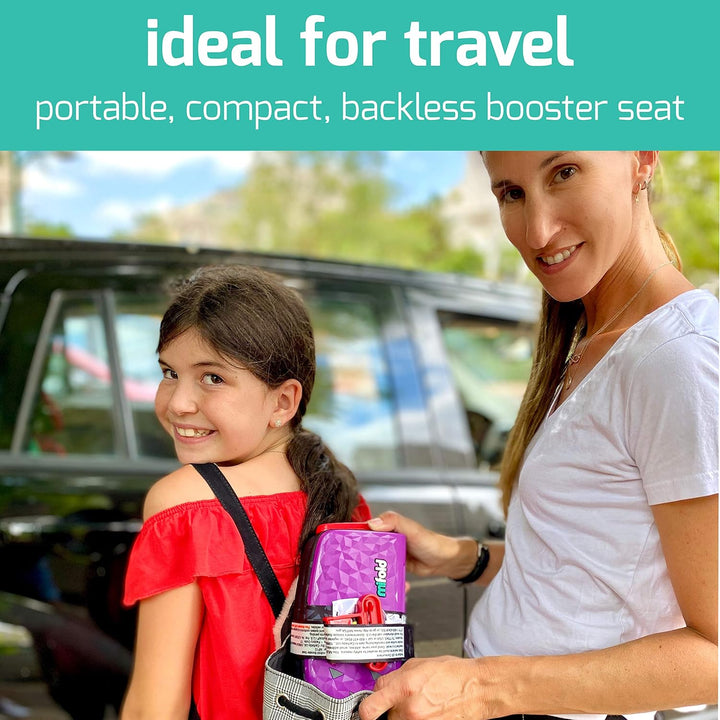 New  Comfort Grab-And-Go Car Backless Booster Seat-Compact and Portable for Every Day, Carpooling, Travel, Charcoal Grey