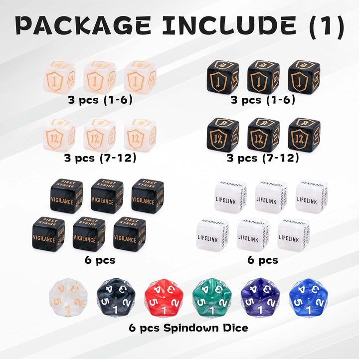78 Pieces MTG Dice Set with plus 1 Life Counter & Keyword Token Dice & Shield & Spindown Dice in 12 Colors for MTG, Cards Gaming Accessories