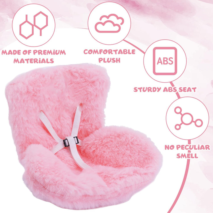 Car Seat for Dolls, Cute Safety Have a Seat with Soft Furry Cushion Pink Sofa Car Air Vents Clip Desktop Decor Chair to Display Doll Toy Ornaments Decorations Accessories