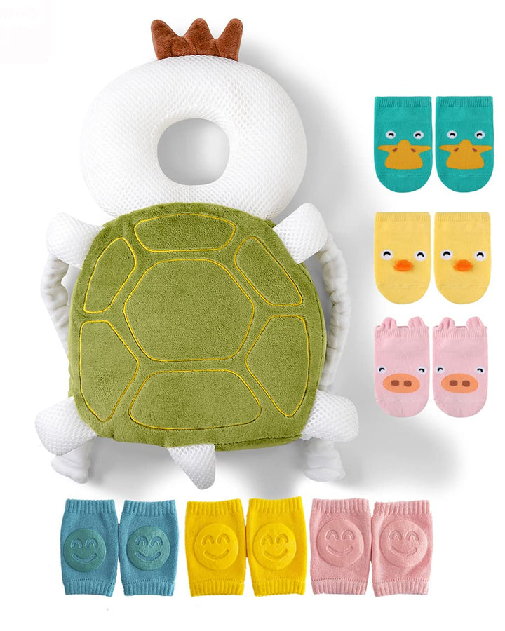 Toddler Baby Head Protector Backpack for Toddler Walker with Knee Pads&Anti-Slip Socks, Angel