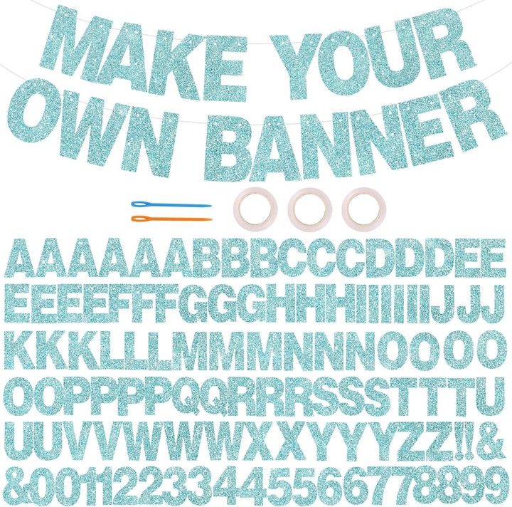 116 PCS A-Z Glitter Black DIY Letter Banner Kit Make Your Own Banner，Including 111 Letters and Numbers 3 Rope and 2 Threading Device,Customized for Birthday Graduation Wedding Party Decor