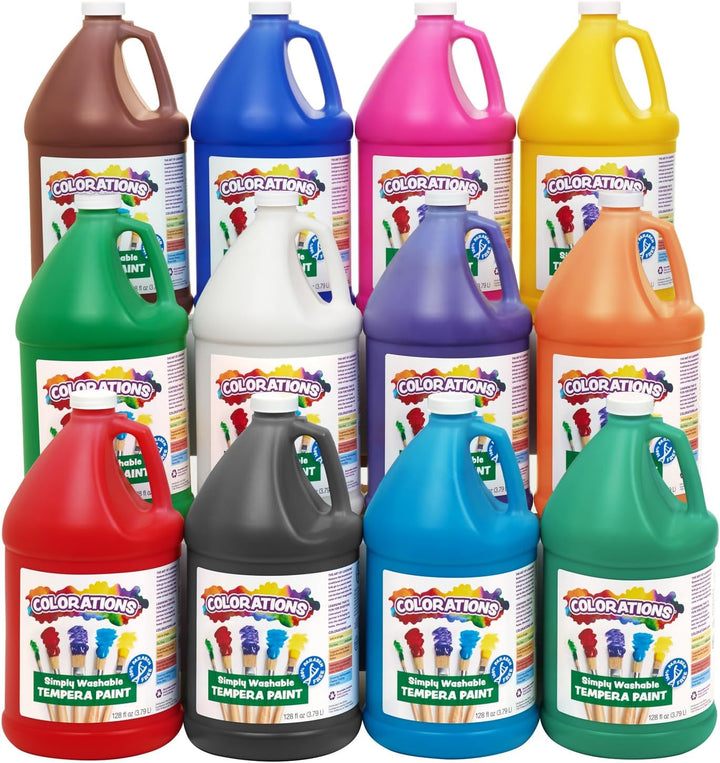 Paraben-Free Washable Tempera Paint for Kids - 1 Gallon Value Size. Vibrant White. Non-Toxic and Made in the USA