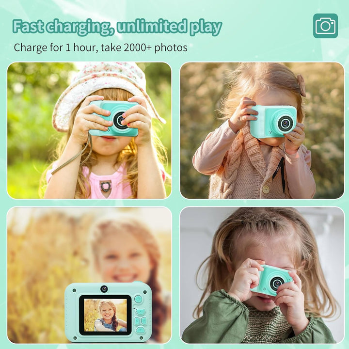 Kids Camera Toys, for Boys and Girls, Digital Camera for Kids, Toddler Camera Christmas Birthday Toy Gifts for Kids Age 3 4 5 6 7 8 9 10 with 32GB SD Card, Video Recorder 1080P HD (Green)