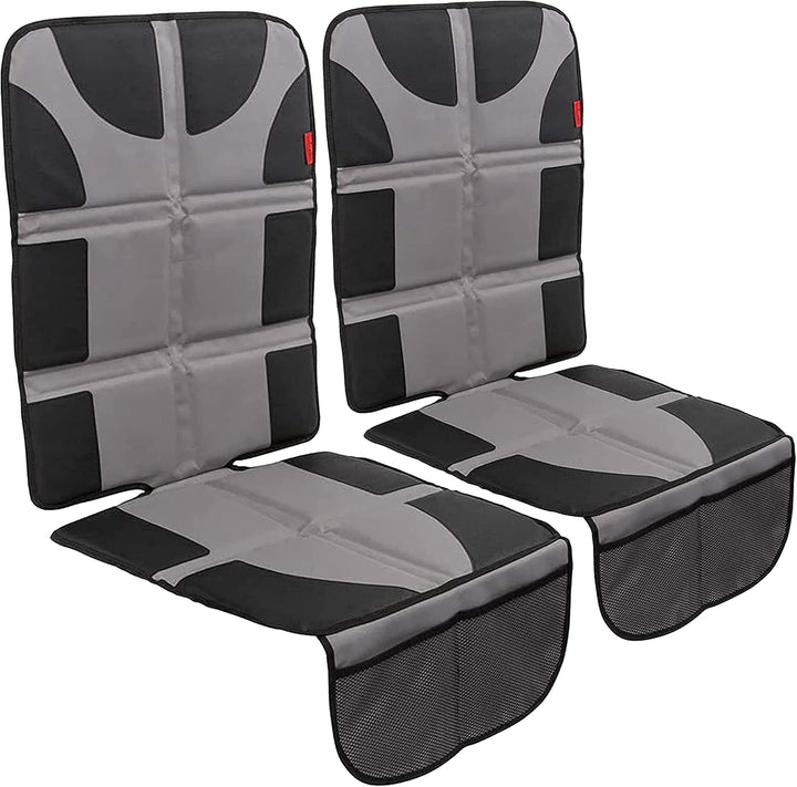 Car Seat Protector for Baby Car Seat - Thick Padding - Seat Protector under Baby Car Seat with 2 Mesh Storage Pockets - Black Waterproof Baby Car Seat Protector - Non-Slip Padded Backing