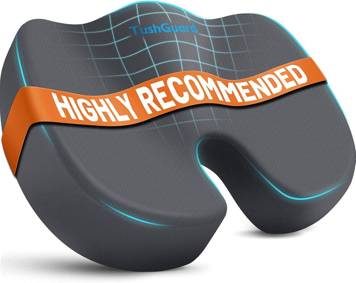 Seat Cushion for Office Chair Memory Foam Non-Slip Cushion Back, Relief Chair Pad, Butt Pillow for Office Chair, Car, Computer Desk, Black
